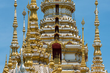 The traditional roof architecture of Wat Non Kum Temple, Sikhio, Thailand