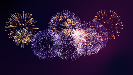 Fireworks background. abstract golden shining glowing fireworks show.