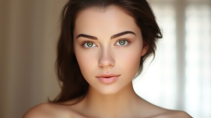 Fototapeta premium Close up beautiful woman face lady beauty cosmetic idea for skin that is well-hydrated