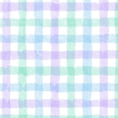Green Purple Blue Gingham Check Hand Drawn Background Pattern