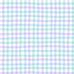 Green Purple Blue Gingham Check Hand Drawn Background