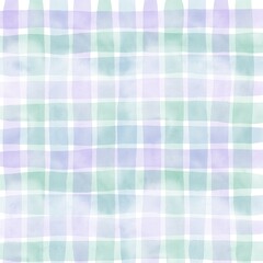 Green Purple Blue Gingham Check Hand Drawn Background