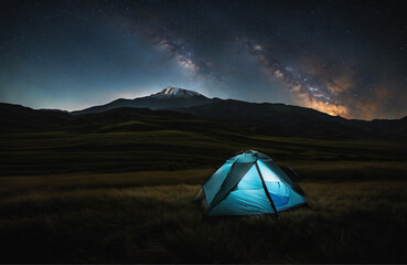 Fototapeta na wymiar tent in the mountains