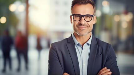 Fototapeta premium portrait of a professional man standing alone in the workplace 