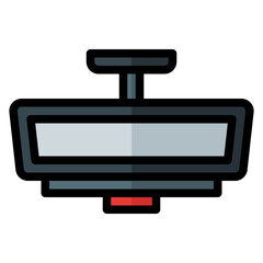 Rear view mirror. Vector filled line icon of a car or automobile, symbolizing a machine for driving. It is presented in a filled line style, suitable for mobile concepts and web design