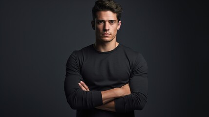 Obraz premium portrait of a handsome man isolated on gray studio. generative ai