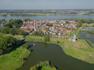 Fototapeta na wymiar Aerial view of the fortress town of Heusden, province of 'Noord-Brabant', the Netherlands