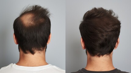 Hair Care Concept. transplantation hair of men view from the back. - obrazy, fototapety, plakaty