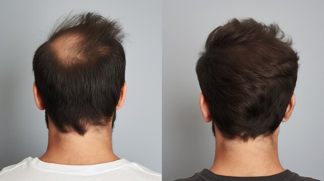 Hair Care Concept. transplantation hair of men view from the back.