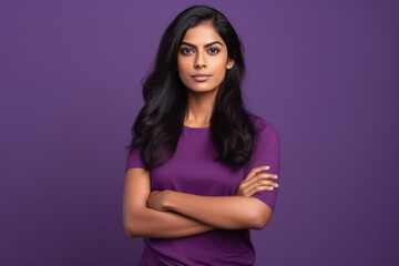 Obraz premium young and confident woman standing with arm crossed