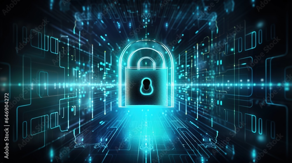 Poster padlock with keyhole icon with the concept of personal data protection, cyber data, or information p