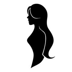 Beauty woman with long hair logo symbol silhouette. vector illustration