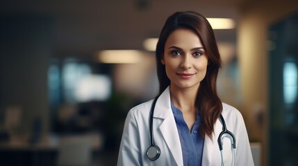 female doctor in hospital - obrazy, fototapety, plakaty