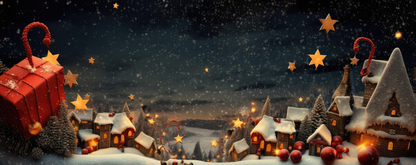 Obraz premium Christmas decoration abstract art - landscape with fairy tale huts