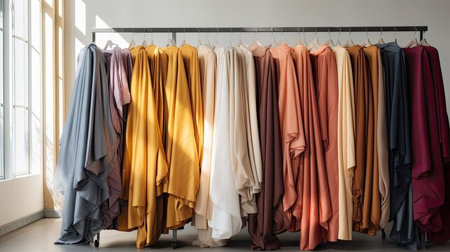 Display of eco-friendly fabrics, emphasizing sustainable textiles