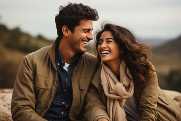 Fototapeta premium young indian couple laughing together.