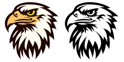 Eagle head logo template vector illustration, eagle symbol icon clip art, eagle head colored and black-and-white line art stock vector image