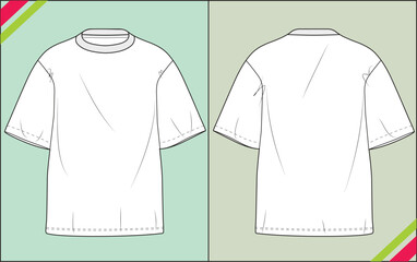 MEN CREW NECK FLAT SKETCH FASHION TEMPLATE TECHNICAL ILLUSTRATION