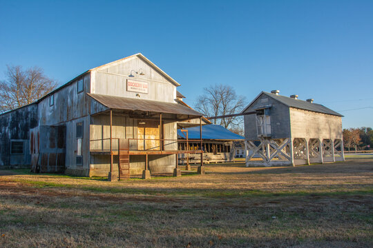 Dockery, USA - November 30, 2022  - Dockery Farms cotton plantation and sawmill in Dockery, Mississippi, on the Sunflower River, regarded as the place where Delta blues music was born