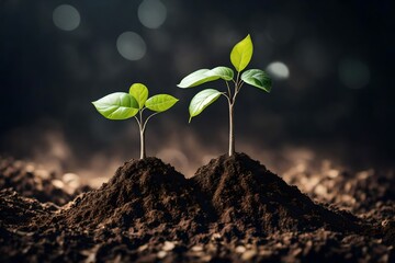 money growht in soil and tree concept, business success finance