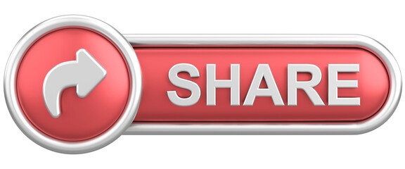 3D share button. 3D illustration.