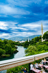 Scenic shot of Mostar centre, Bosnia.