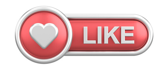 3D like button. 3D illustration.