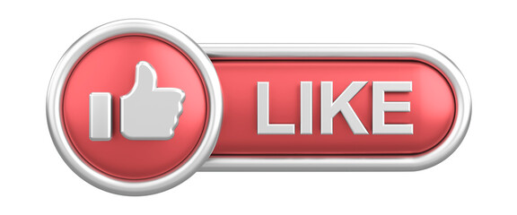 3D like button. 3D illustration.