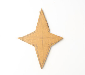 Cardboard Star, Christmas Stars Made of Carton Piece, Ripped Kraft Paper, Brown Wrapping Vintage...