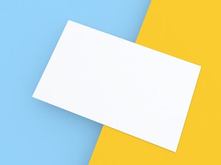Business card on a blue-yellow background. 3d render illustration.