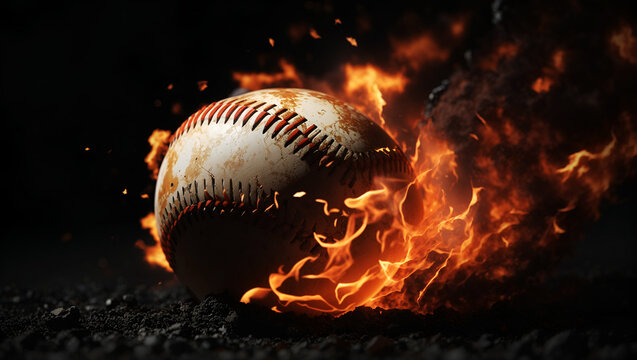 Blaze of the Game - Baseball Engulfed in Raging Inferno