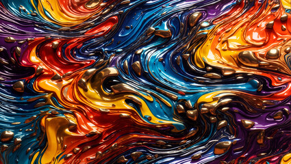 Polychromatic Liquid Metal Rainbow - Shimmering 3D Splatter