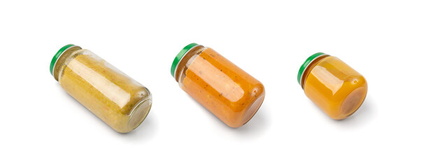 Baby Food Jar Isolated, Kid Puree Glass Bottle, Healthy Child Nutrition, Toddler Diet, Small Jar Set