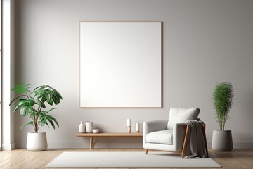 Modern Aesthetic Interior Design with Small Blank Poster Created with Generative AI