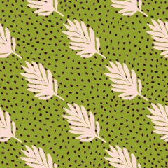 Fotobehang Tropical leaves seamless pattern. Floral backdrop. Matisse inspired decoration wallpaper. Simple organic shape background © smth.design