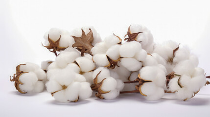 Obraz na płótnie Canvas Cotton plant on a white background, close-up
