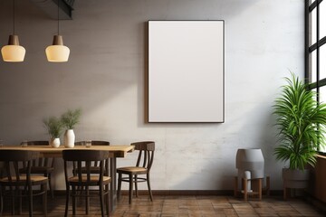 Modern Aesthetic Interior Design with Small Blank Poster Created with Generative AI
