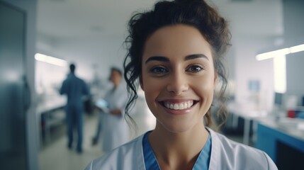 Portrait of Smiling female doctor in hospital