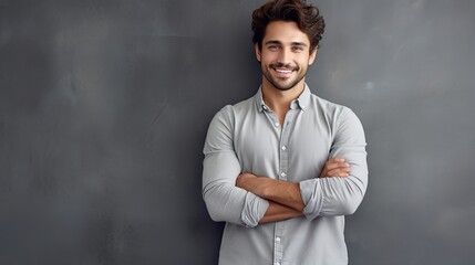 Obraz premium handsome man against a gray background