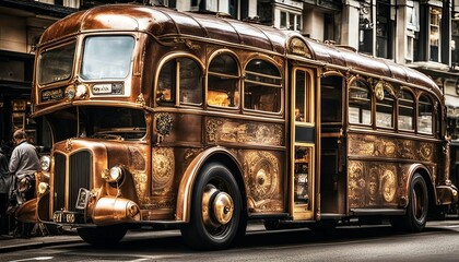Steampunk bus, generative ai