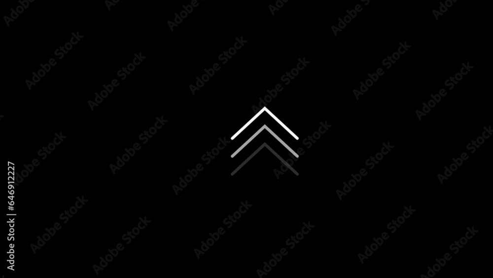 Poster abstract directional arrow icon or swipe up arrow signal animation 4k