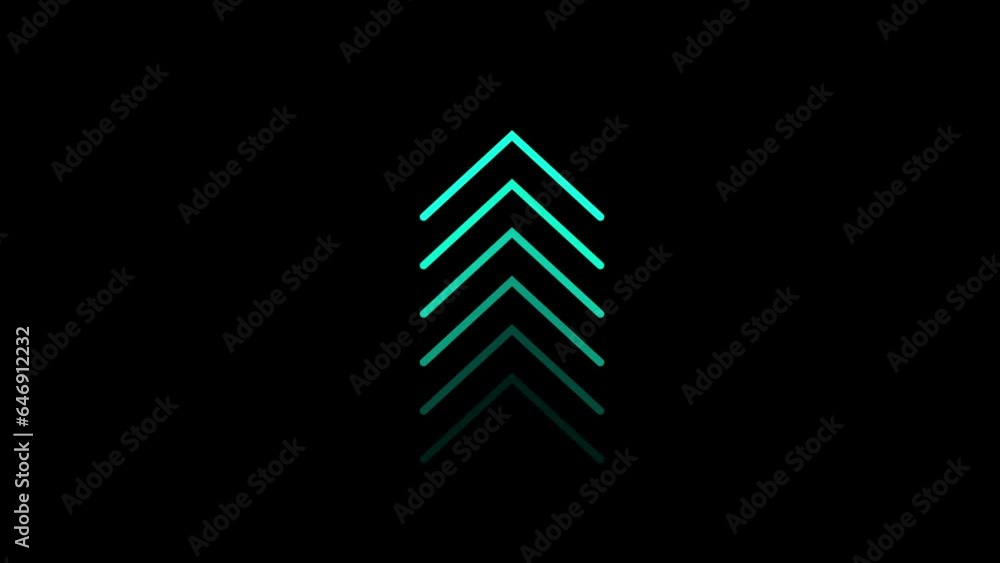 Poster abstract directional arrow icon or swipe up arrow signal animation 4k