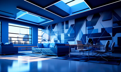 Modern blue luxury office for the architect.