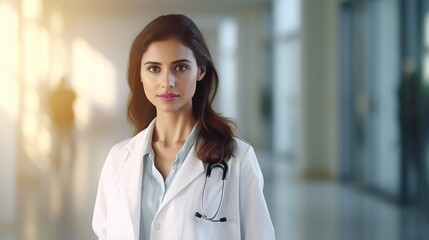 portrait of a female doctor with arms crossed in hospital