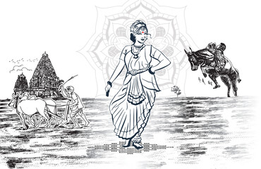 Tamil Nadu Culture Vector illustration 
