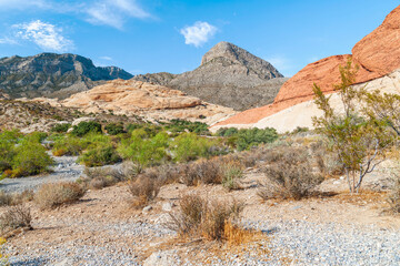 Colorful cliffs around Sandstone Quarry Trail.Red Rock Canyon National Conservation Area