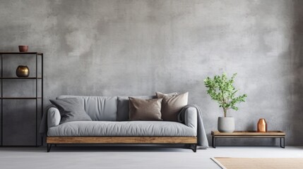 loft interior design mockup living room sofa with minimal decorating and concrete wall beautiful house design space living room ideas template