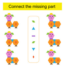 Fototapeta premium Connect the missing part. Task for the development of attention and logic.