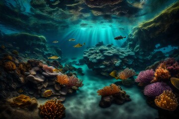 Fototapeta na wymiar Underwater world - panorama