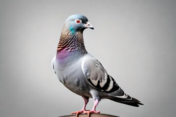 Full body of homing pigeon bird isolated white background